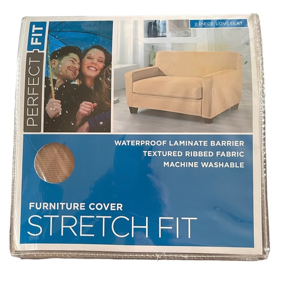 Perfect Fit Tan 2 Piece Love Seat Cover - Picture 1 of 7